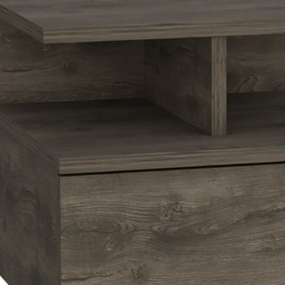 12" Brown Wood One Drawer Floating Nightstand