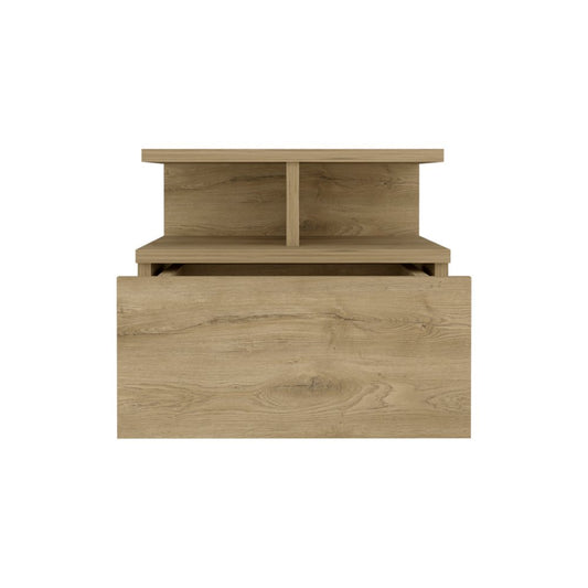 12" Beige Wood One Drawer Floating Nightstand