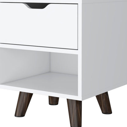 19" White Wood One Drawer Nightstand