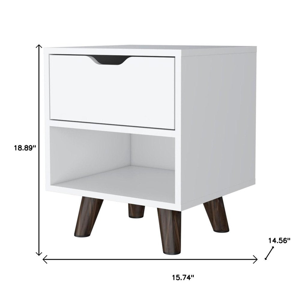 19" White Wood One Drawer Nightstand