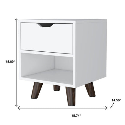 19" White Wood One Drawer Nightstand