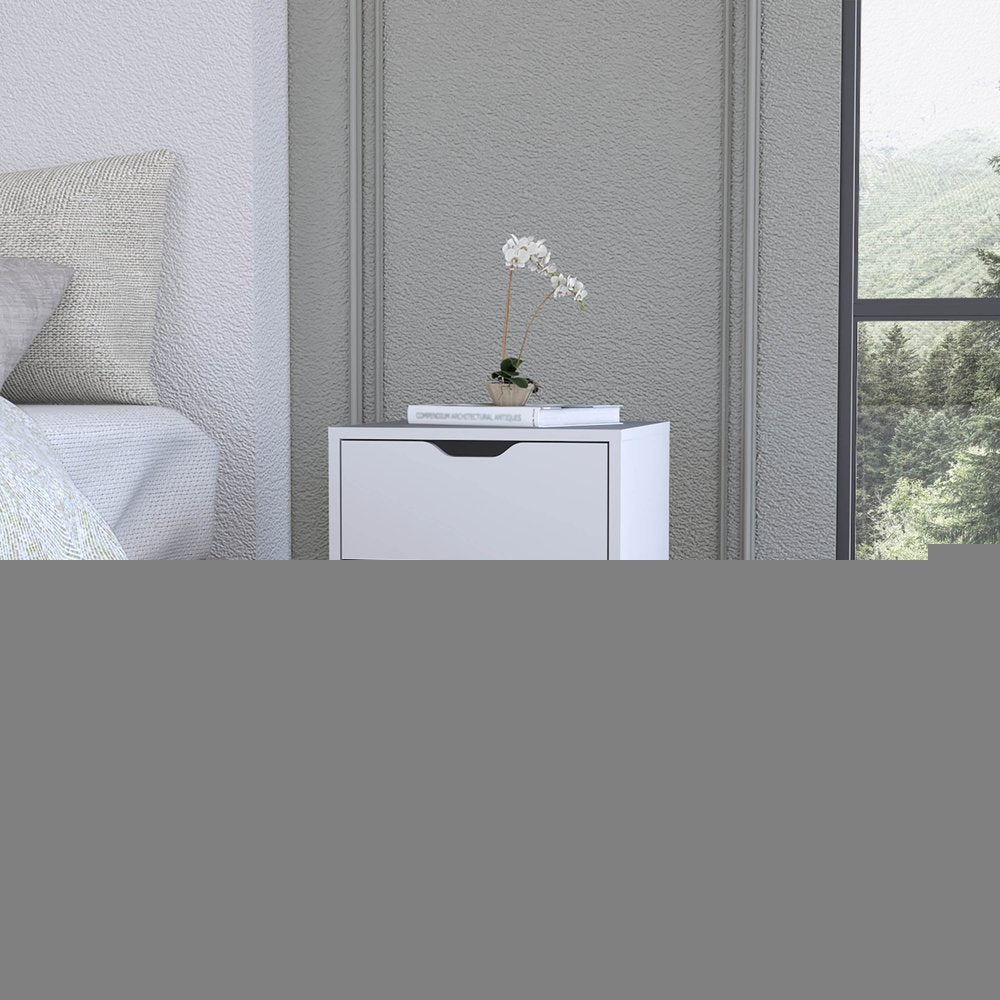 19" White Wood One Drawer Nightstand