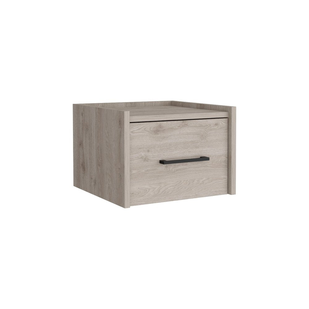 10" Gray Wood One Drawer Floating Nightstand