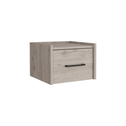 10" Gray Wood One Drawer Floating Nightstand