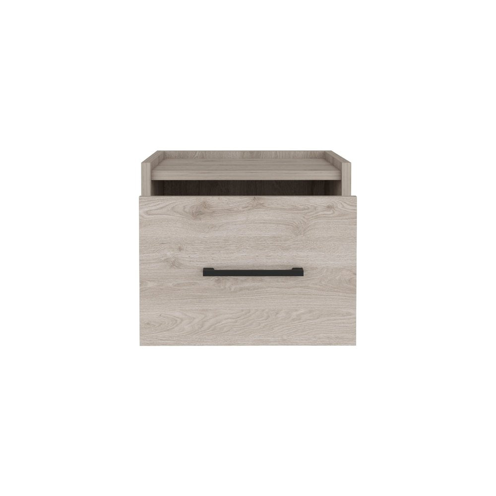 10" Gray Wood One Drawer Floating Nightstand