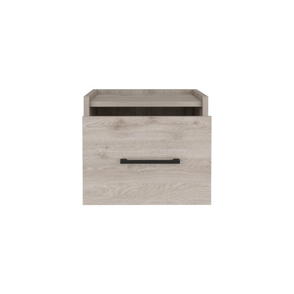 10" Gray Wood One Drawer Floating Nightstand