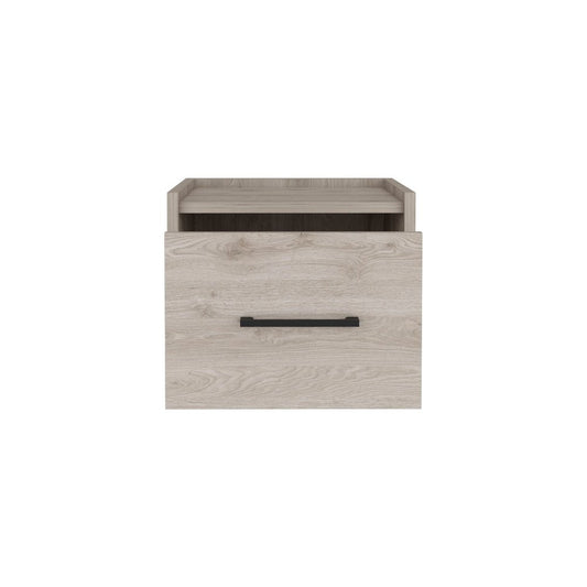 10" Gray Wood One Drawer Floating Nightstand