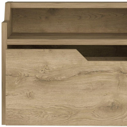 16" Beige Wood One Drawer Floating Nightstand
