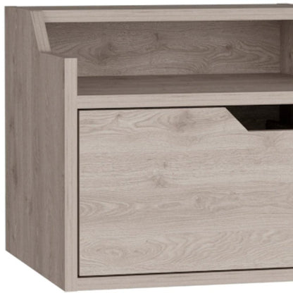 13" Gray Wood One Drawer Floating Nightstand