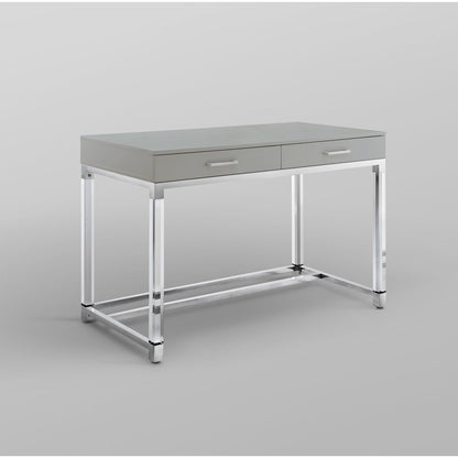 48" Black Clear and Gold Wood Acrylic and Stainless Steel Writing Desk With Two Drawers