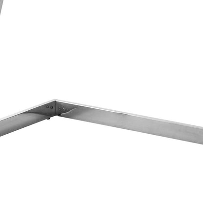 47" White and Silver Wood and Stainless Steel Sled Writing Desk