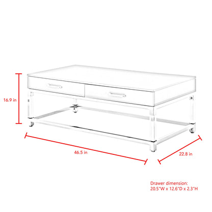 47" Black Gold And Clear Wood Acrylic And Steel Coffee Table