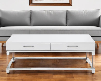 47" Black Gold And Clear Wood Acrylic And Steel Coffee Table