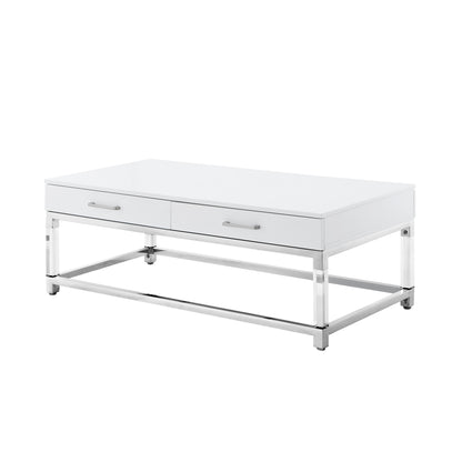 47" Black Gold And Clear Wood Acrylic And Steel Coffee Table