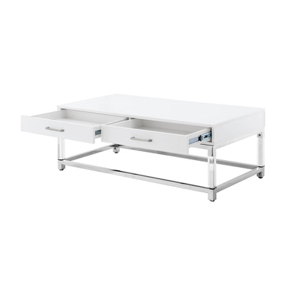 47" Black Gold And Clear Wood Acrylic And Steel Coffee Table
