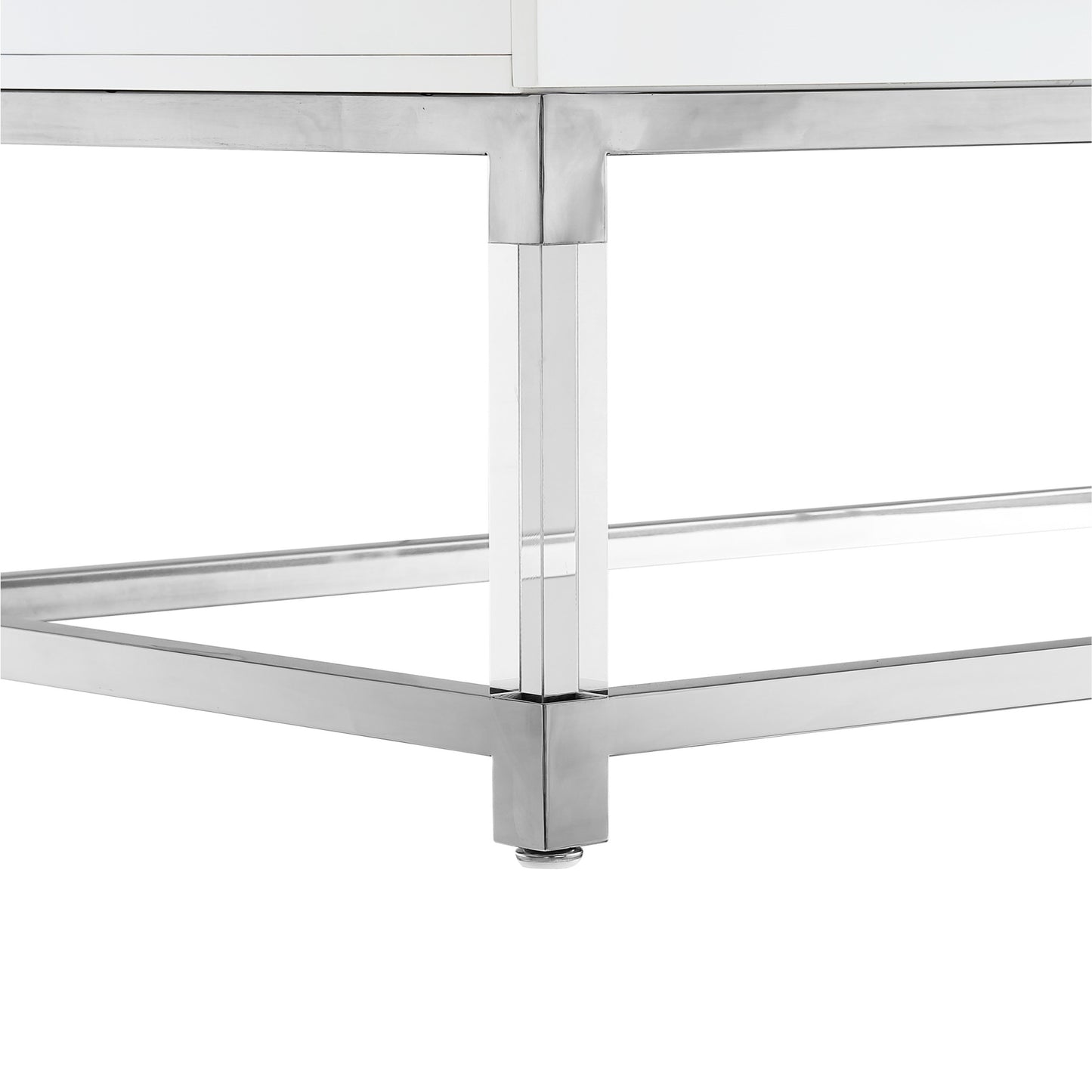 47" Black Gold And Clear Wood Acrylic And Steel Coffee Table