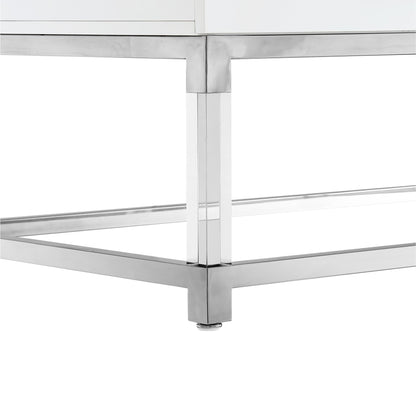 47" Black Gold And Clear Wood Acrylic And Steel Coffee Table