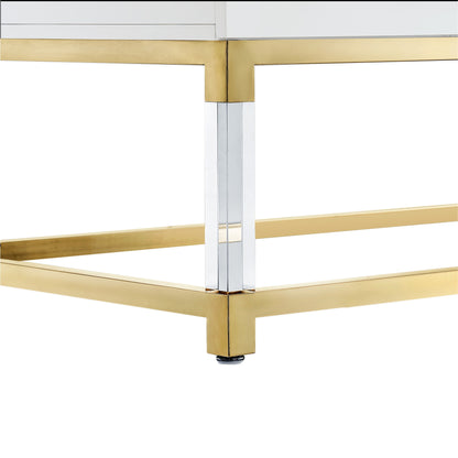 47" Black Gold And Clear Wood Acrylic And Steel Coffee Table