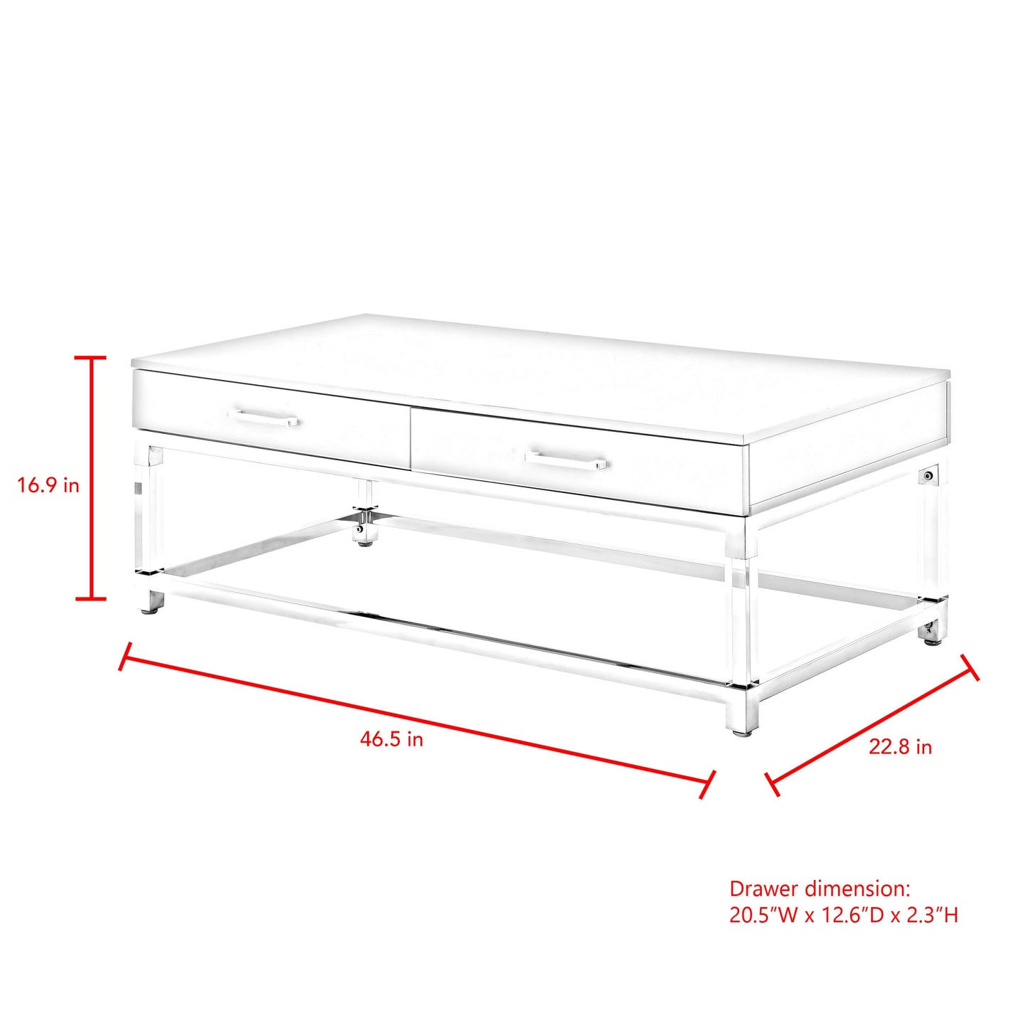 47" Black Gold And Clear Wood Acrylic And Steel Coffee Table