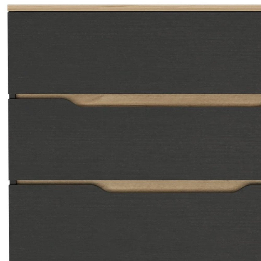 32" Natural And Black Four Drawer Dresser