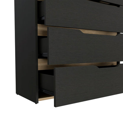 32" Natural And Black Four Drawer Dresser