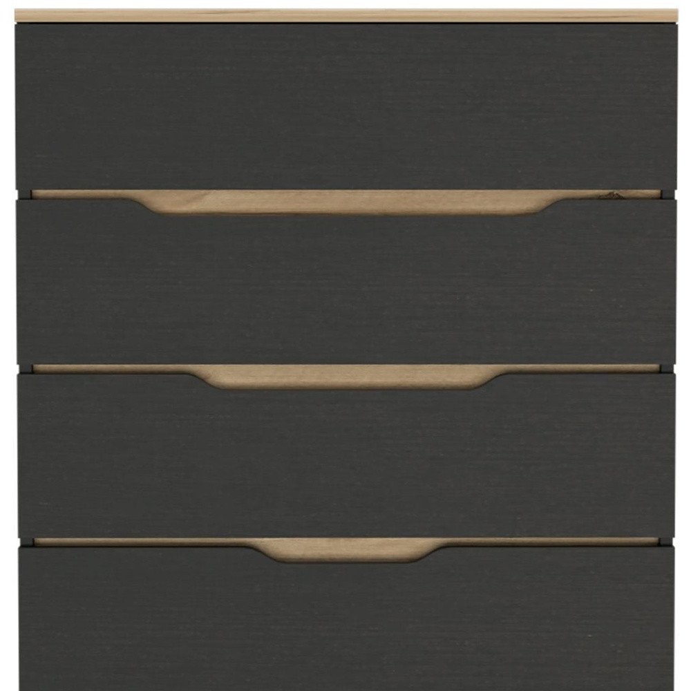 32" Natural And Black Four Drawer Dresser