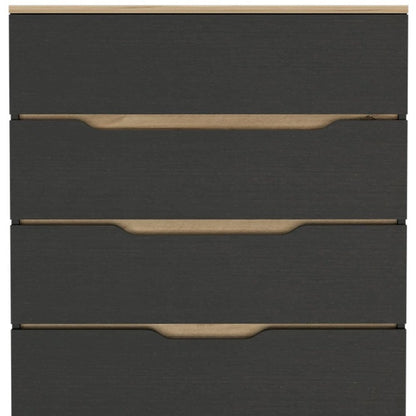 32" Natural And Black Four Drawer Dresser