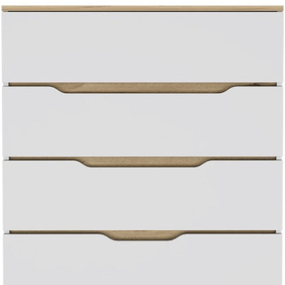 32" White and Natural Four Drawer Dresser