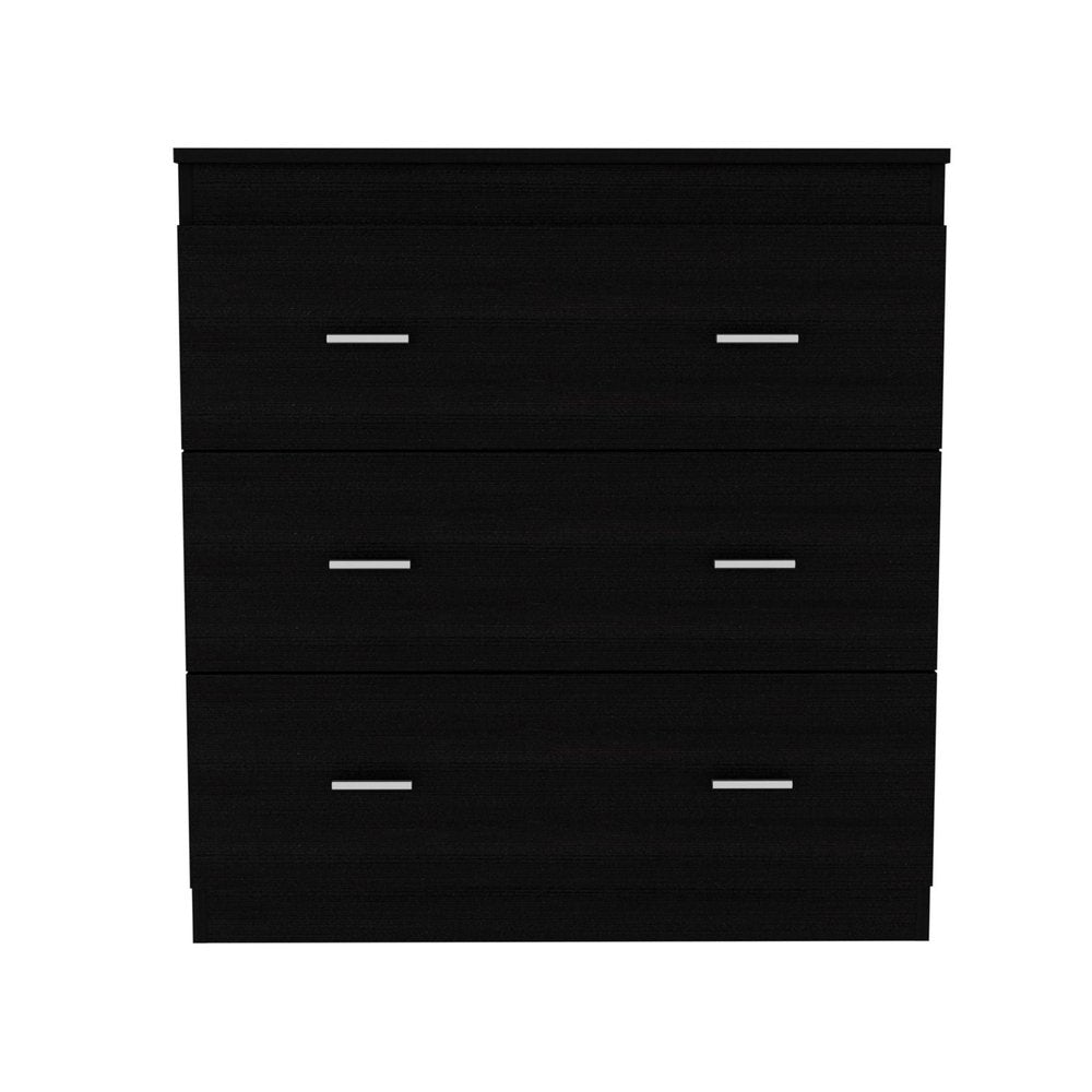 32" Black Wood Three Drawer Dresser