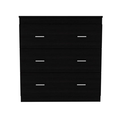 32" Black Wood Three Drawer Dresser