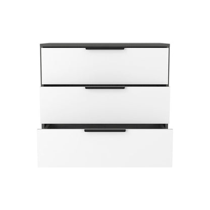 28" White and Gray Three Drawer Dresser