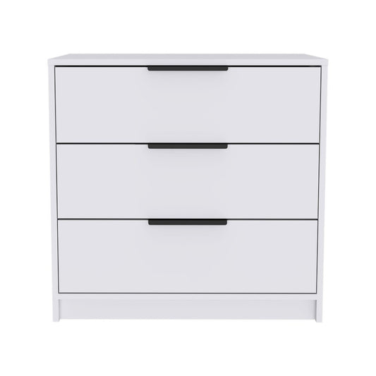 28" White Wood Three Drawer Dresser