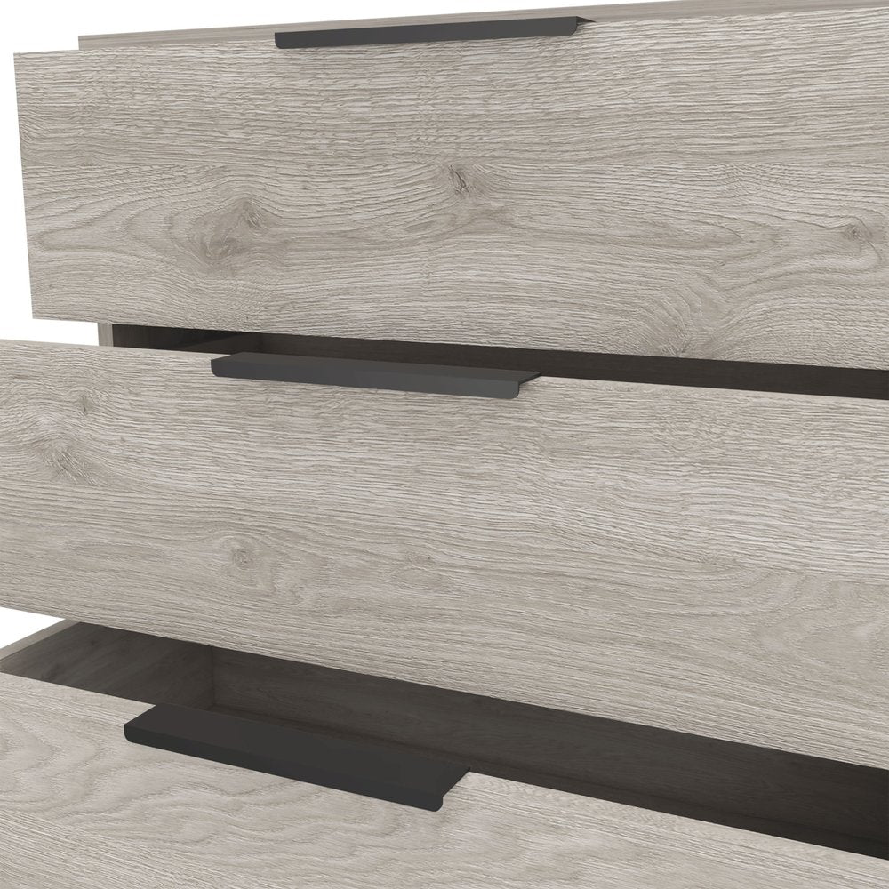 28" Light Gray Wood Three Drawer Dresser