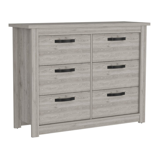 47" Light Gray Wood Six Drawer Double Dresser