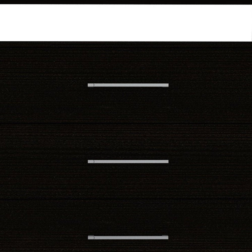 31" Black Four Drawer Dresser With Open Shelf