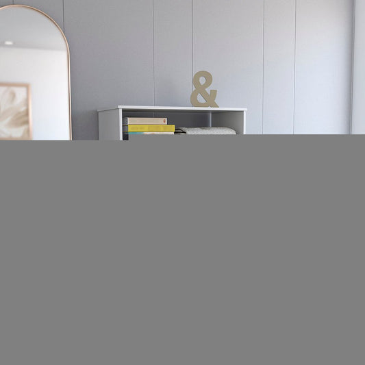 31" White Four Drawer Dresser With Open Shelf