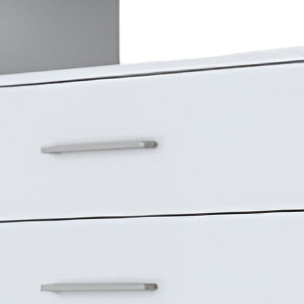 31" White Four Drawer Dresser With Open Shelf