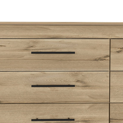 59" Natural Wood Six Drawer Double Dresser