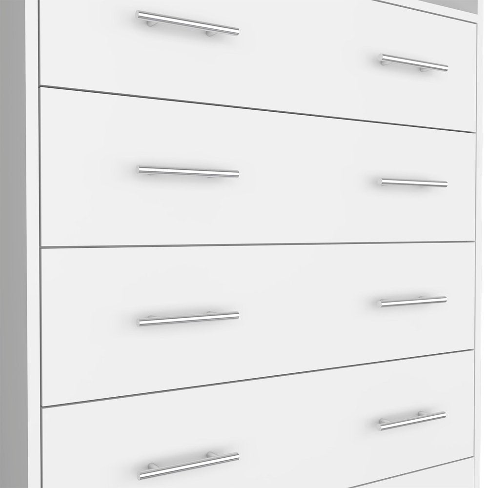 33" White Wood Four Drawer Dresser