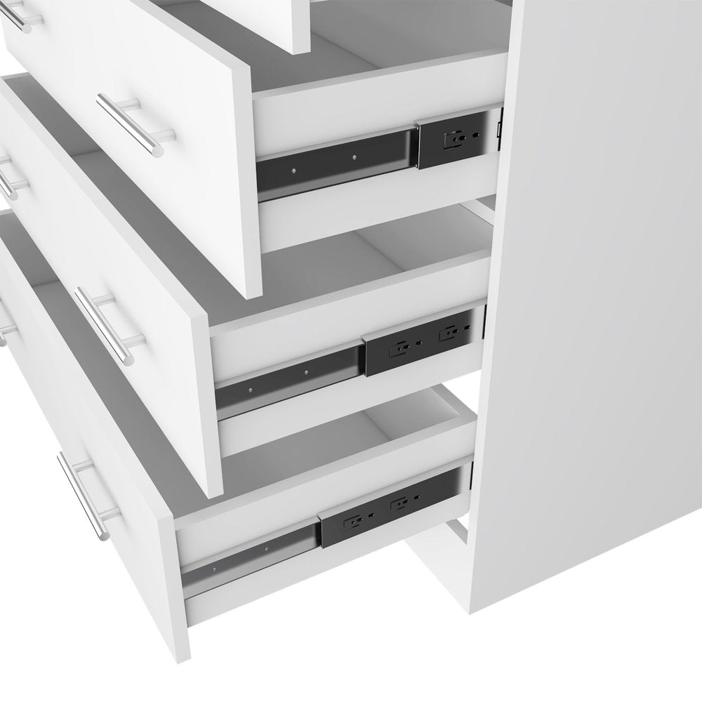 33" White Wood Four Drawer Dresser