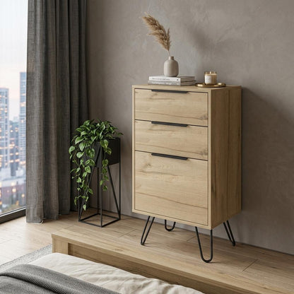 18" Natural Wood Three Drawer Dresser
