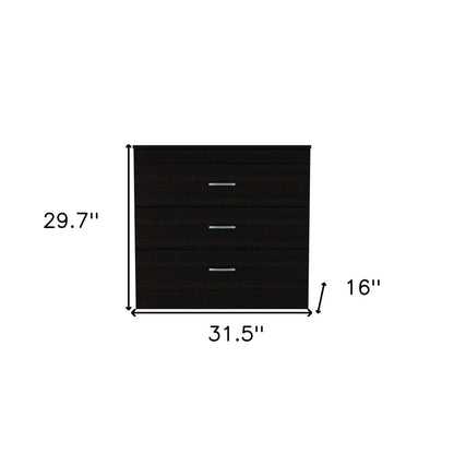 32" Black Wood Three Drawer Dresser
