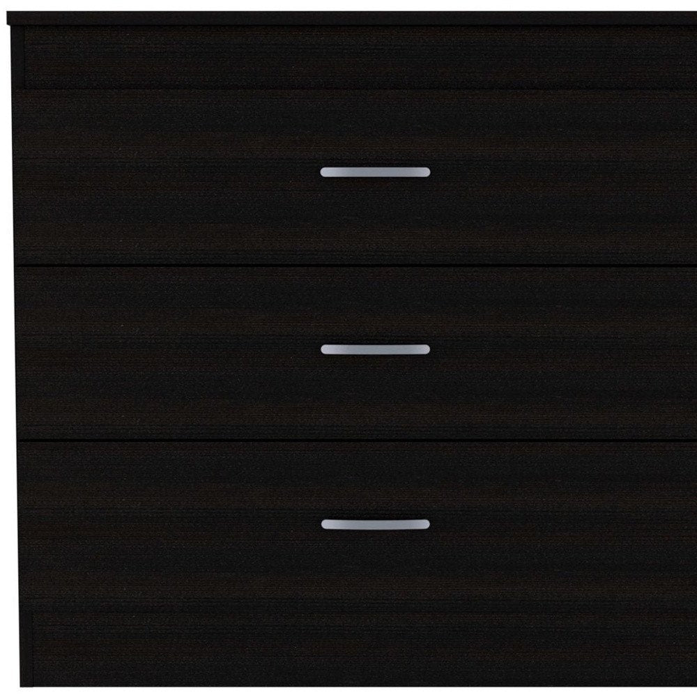 32" Black Wood Three Drawer Dresser