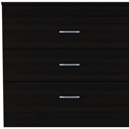 32" Black Wood Three Drawer Dresser