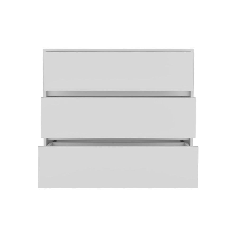 34" White Three Drawer Dresser