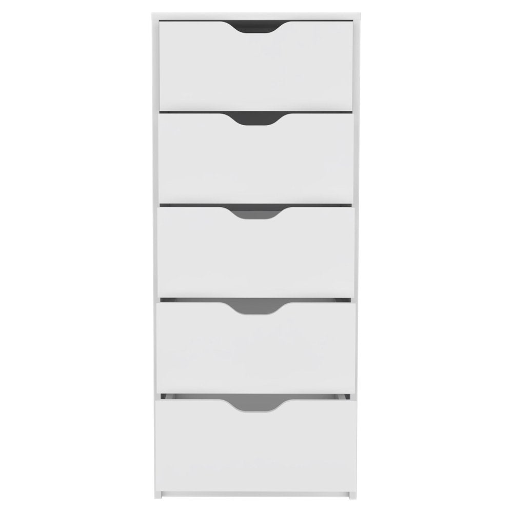 18" White Five Drawer Standard Chest