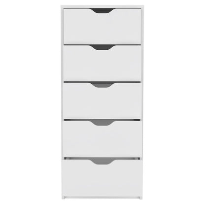 18" White Five Drawer Standard Chest