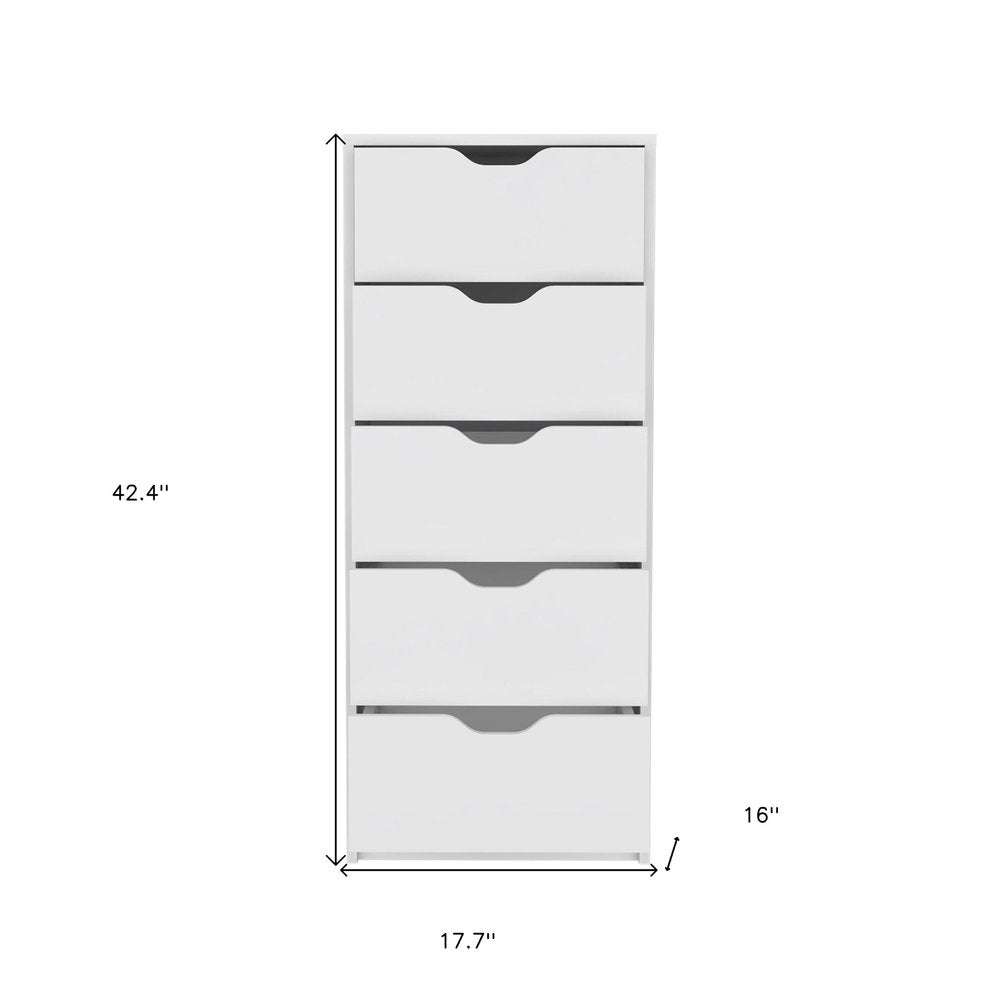 18" White Five Drawer Standard Chest