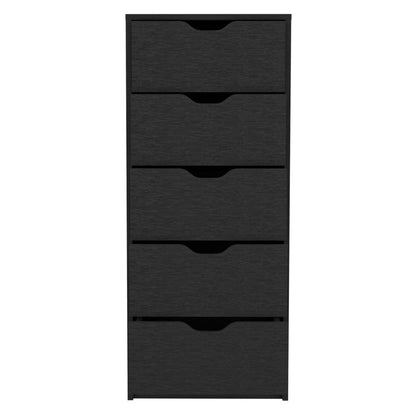 18" Black Five Drawer Standard Chest
