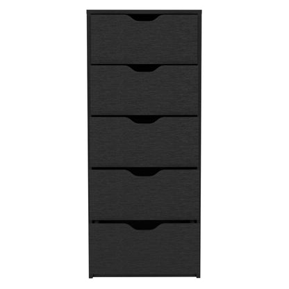 18" Black Five Drawer Standard Chest